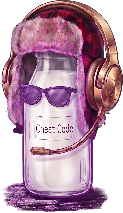MilkHat Media milk bottle labelled Cheat Code