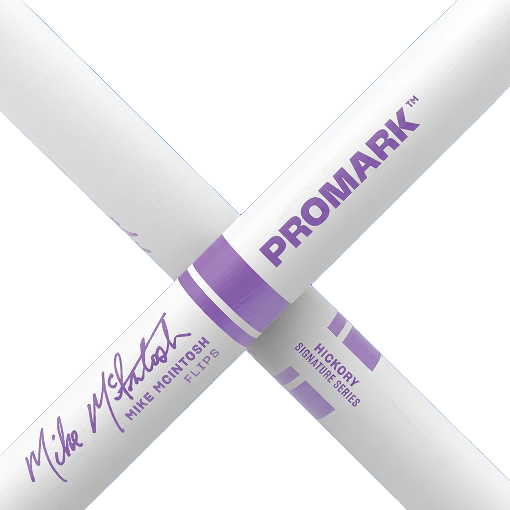 Mike McIntosh signature PROMARK drumsticks crossed in an X